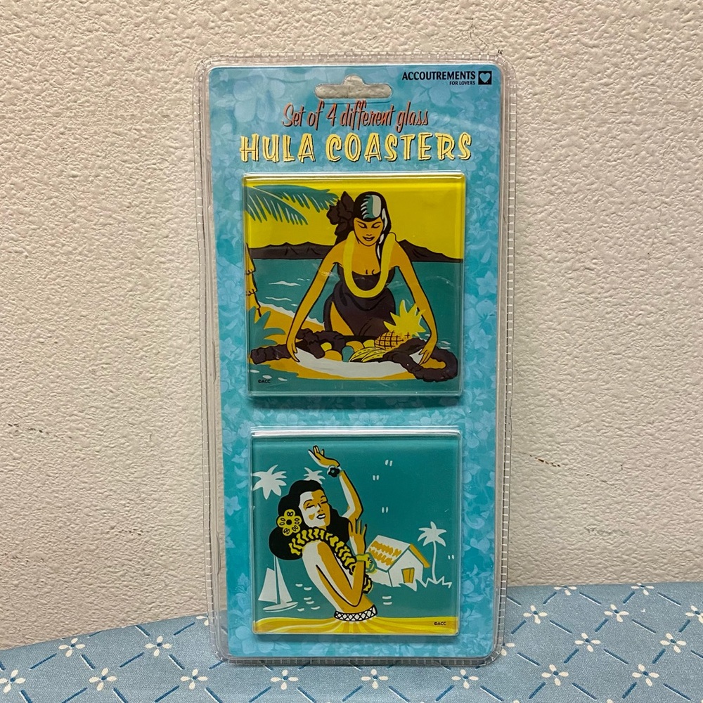 Glass Hula Coasters - 4 count